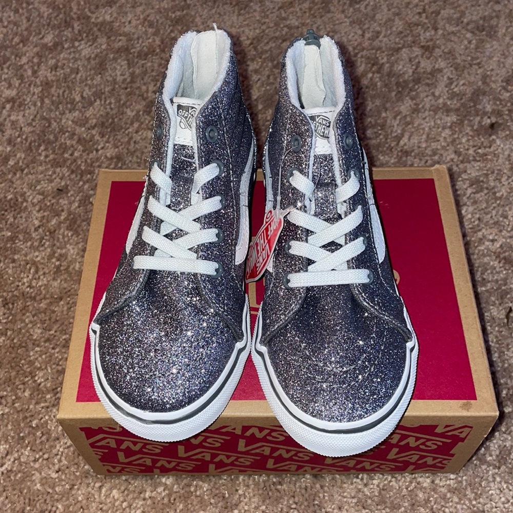 Brand new toddler vans- silver glitter size 10